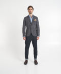 Blazer monopetto con tessuto da taschino #blu