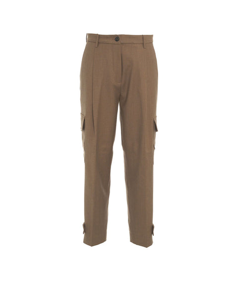 Pantaloni con tasche con patta #marrone