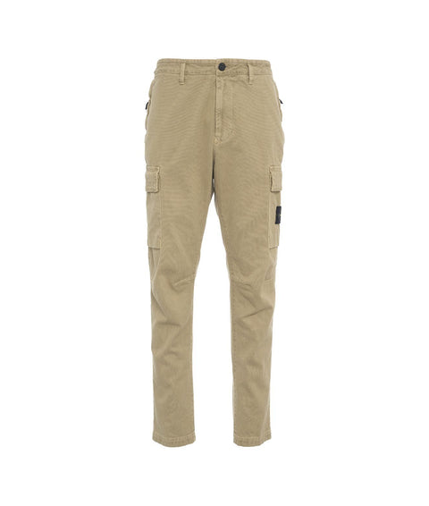 Pantaloni cargo con logo staccabile #beige