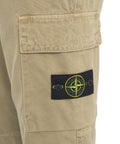 Pantaloni cargo con logo staccabile #beige