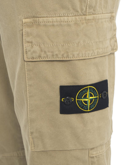 Pantaloni cargo con logo staccabile #beige