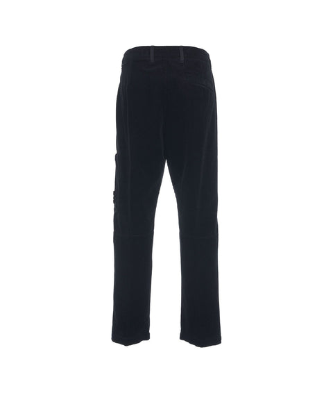 Pantaloni cargo in velluto a coste con logo staccabile #blu