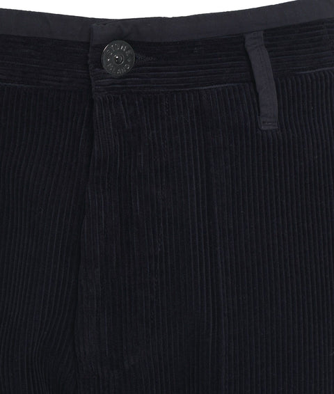 Pantaloni cargo in velluto a coste con logo staccabile #blu