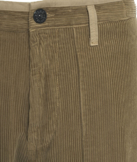 Pantaloni cargo in velluto a coste con logo staccabile #oliva