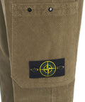 Pantaloni cargo in velluto a coste con logo staccabile #oliva