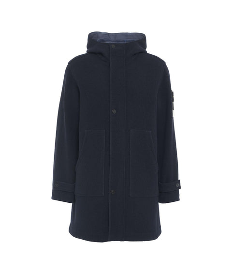 Cappotto in lana con cappuccio #blu