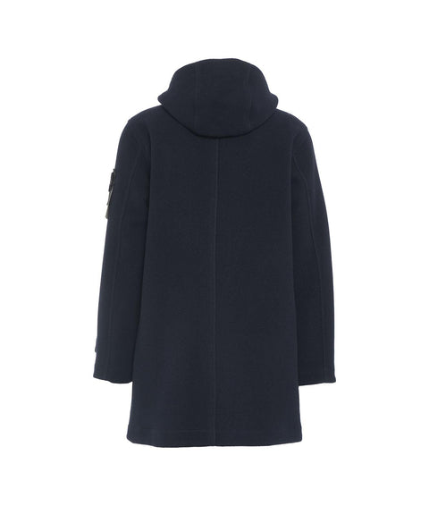 Cappotto in lana con cappuccio #blu