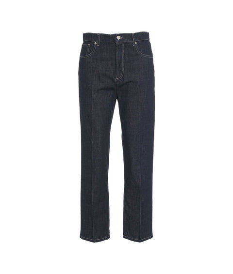 Pantalone denim cropped #blu