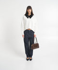 Pantalone denim cropped #blu