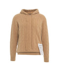 Knit hoodie in lavorazione intrecciata #marrone