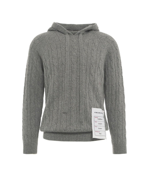 Knit hoodie in lavorazione intrecciata #grigio