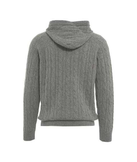 Knit hoodie in lavorazione intrecciata #grigio