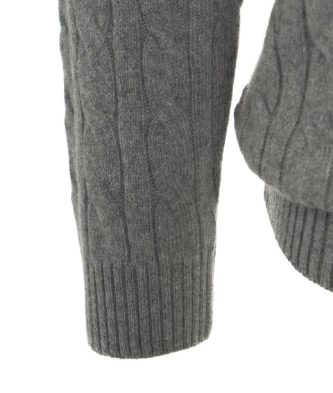 Knit hoodie in lavorazione intrecciata #grigio