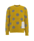 Maglione in maglia con pois e frange #giallo