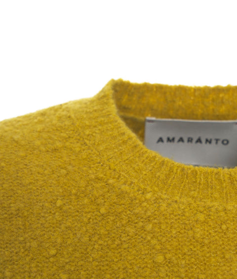 Maglione in maglia con pois e frange #giallo