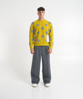 Maglione in maglia con pois e frange #giallo