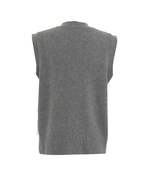 Gilet in maglia di misto lana e cashmere #grigio