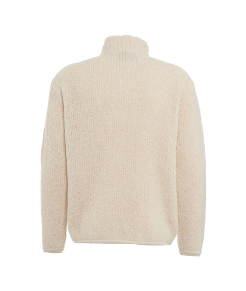 Maglione in misto alpaca con zip #bianco