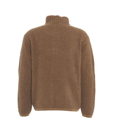 Maglione in misto alpaca con zip #marrone