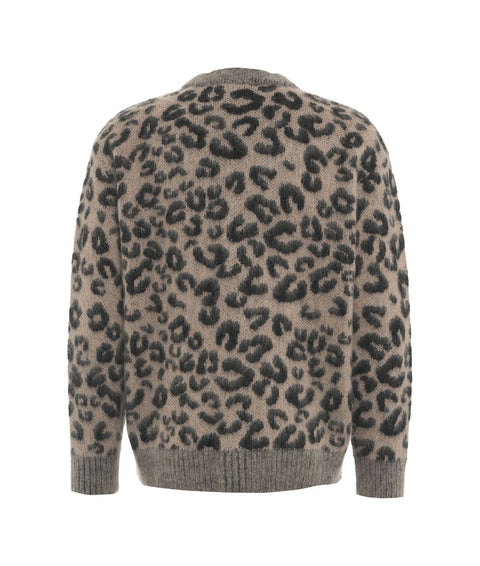 Cardigan a maglia in animalier #marrone