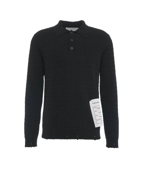 Maglione in lana con collo a polo #nero