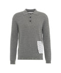 Maglione in lana con collo a polo #grigio