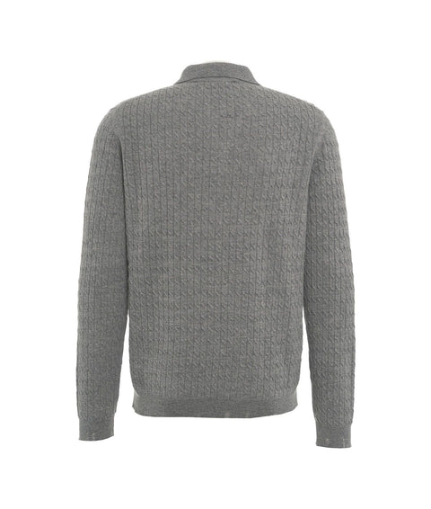 Maglione in lana con collo a polo #grigio