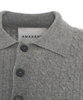 Maglione in lana con collo a polo #grigio