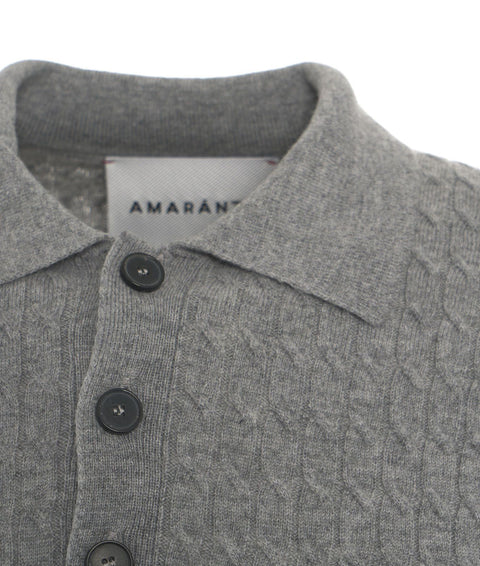 Maglione in lana con collo a polo #grigio