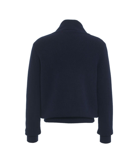 Maglione in maglia con dettaglio collo #blu