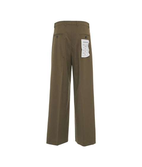 Pantaloni a pieghe in misto lana #verde