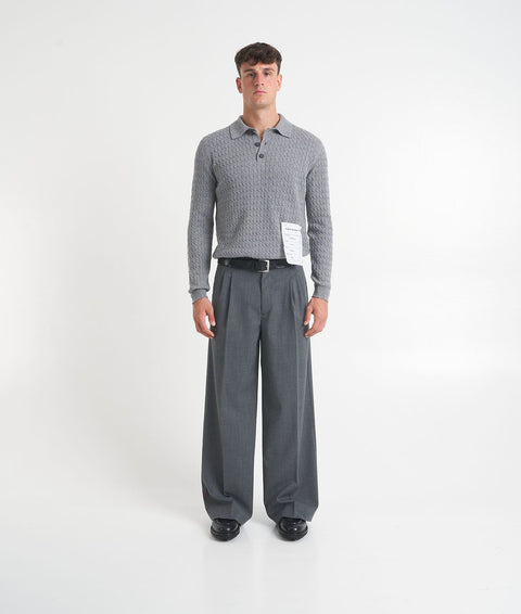 Pantaloni a pieghe in misto lana #grigio