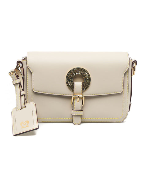 Pochette con chiusura con logo #beige