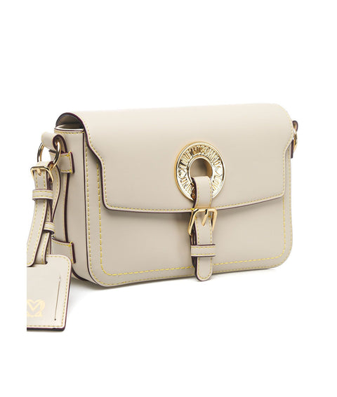 Pochette con chiusura con logo #beige