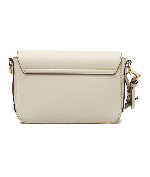 Pochette con chiusura con logo #beige