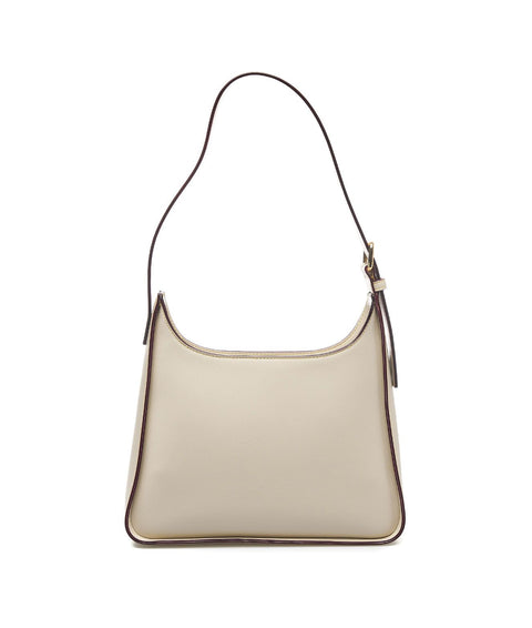 Borsa a spalla con chiusura a logo #beige