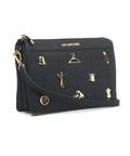 Borsa a tracolla con applique #nero