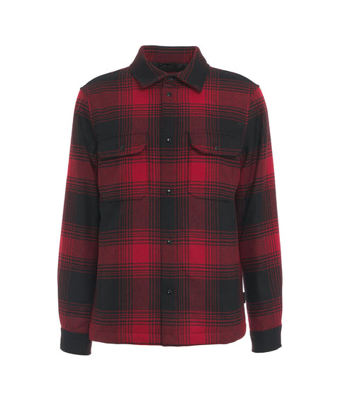 Alaskan Wool Check Overshirt #rosso