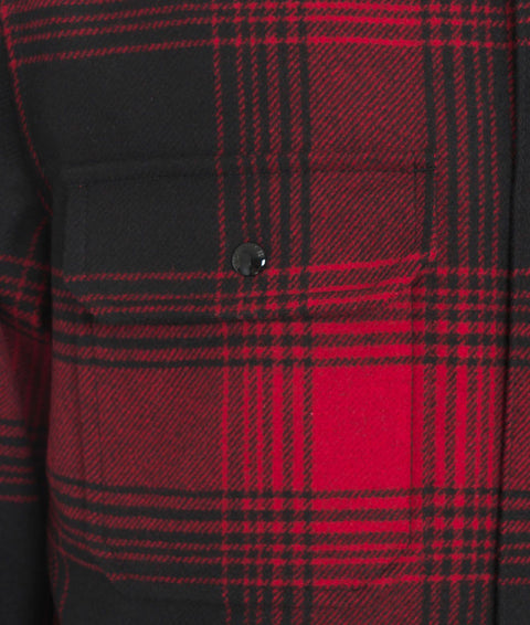 Alaskan Wool Check Overshirt #rosso