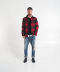 Alaskan Wool Check Overshirt #rosso