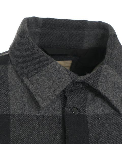 Alaskan Wool Check Overshirt #grigio