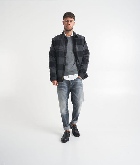 Alaskan Wool Check Overshirt #grigio