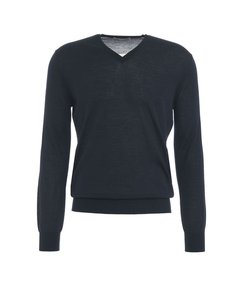 Pullover rasato in merino #blu