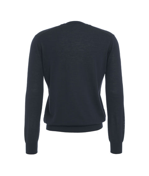 Pullover rasato in merino #blu