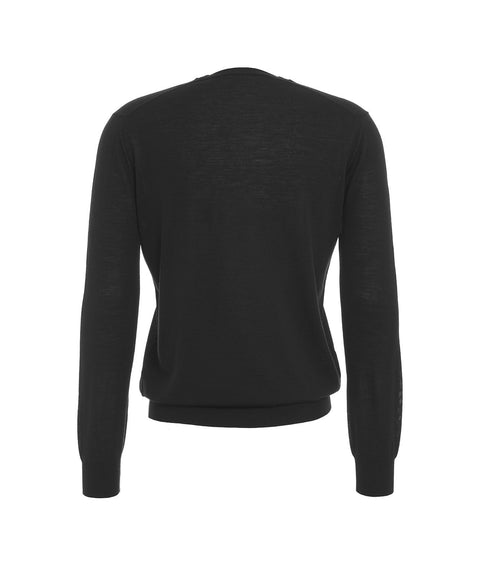 Pullover rasato in merino #nero