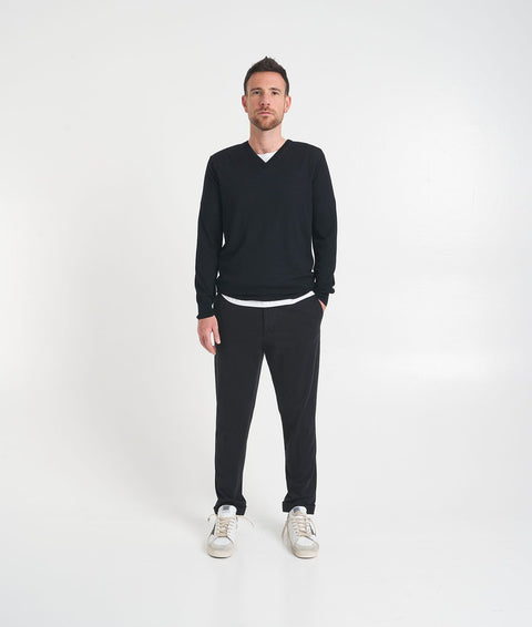 Pullover rasato in merino #nero