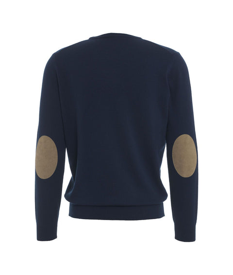 Maglione in cachemir con patch #blu