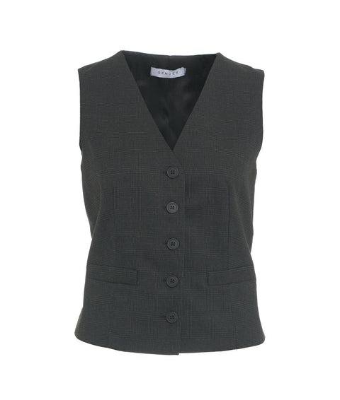 Gilet in glencheck #grigio