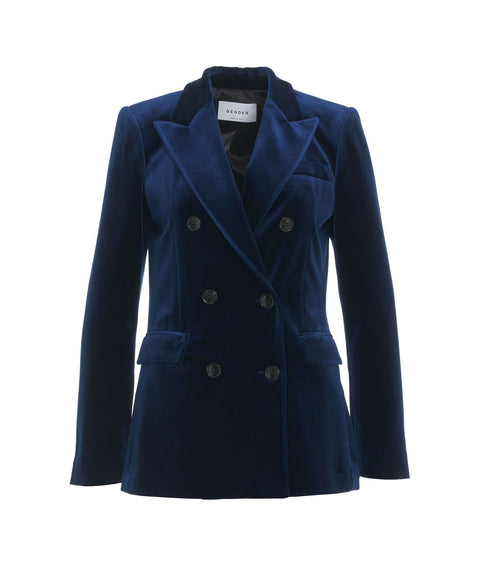 Blazer doppiopetto in velluto #blu