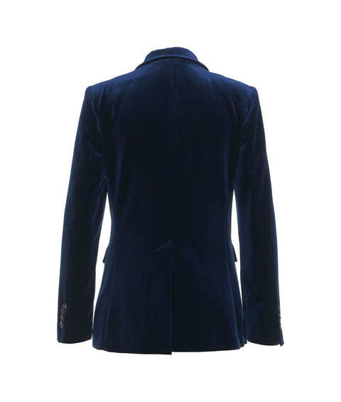 Blazer doppiopetto in velluto #blu